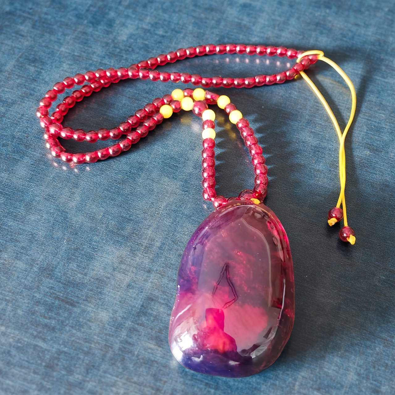 Unisex Vintage Wax Block Pendant Necklace, Sweater Chain